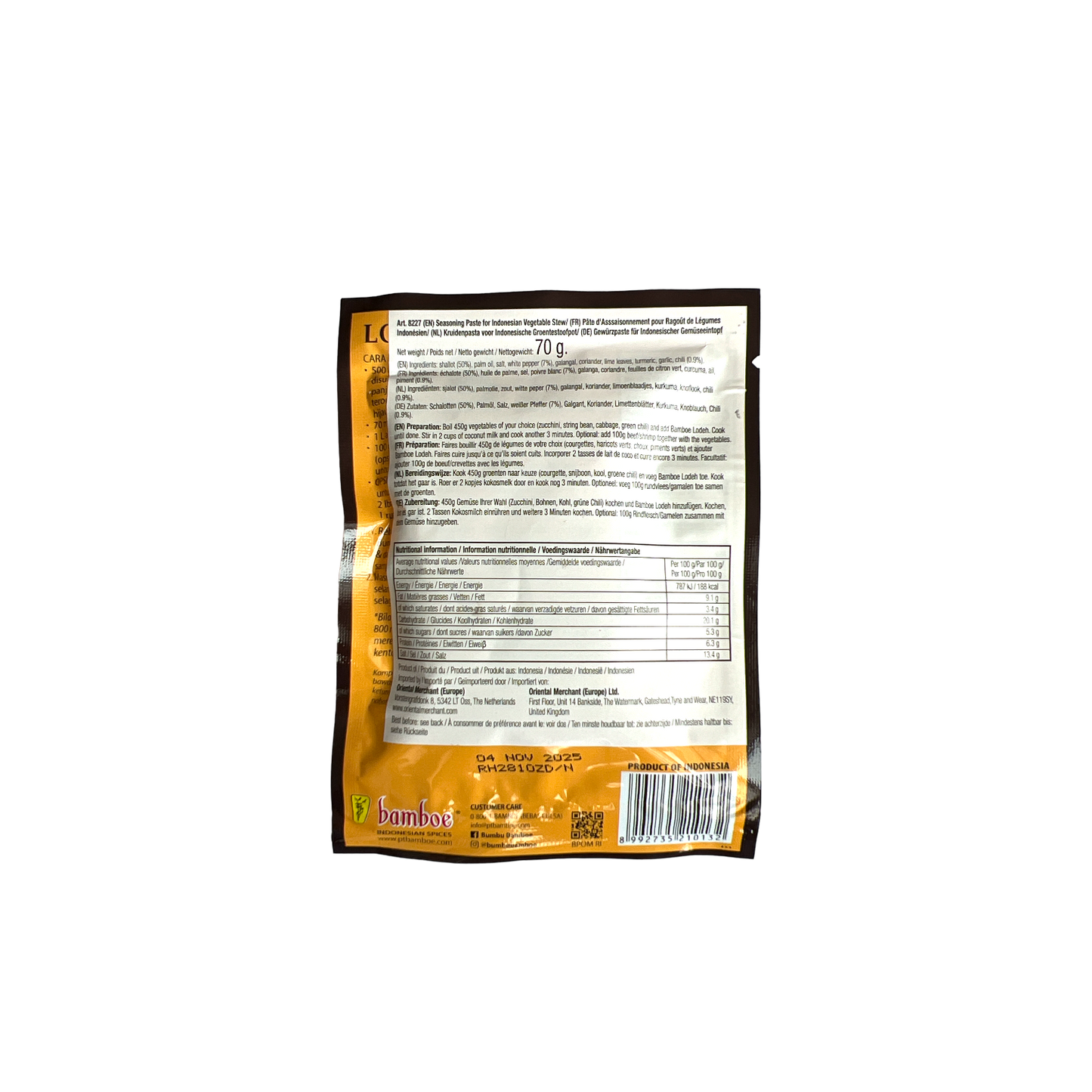 Bamboe Bumbu Lodeh Kräutermischung von Oriental Merchant, Gewürze für indonesisches Lodeh-Gericht, in Dose.