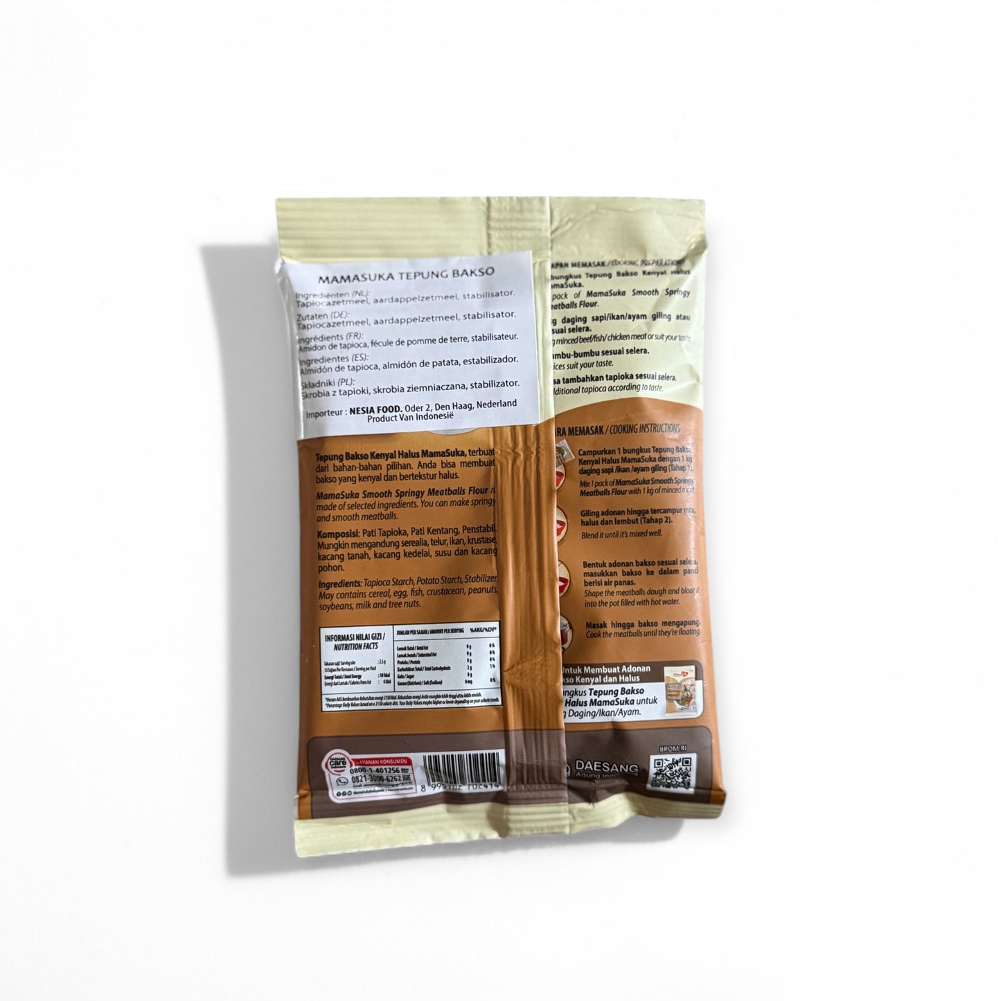 Feines Mamasuka Tepung Bakso von Nesia Food, typisches Stärkemehl für die Zubereitung von Fleischbällchen.