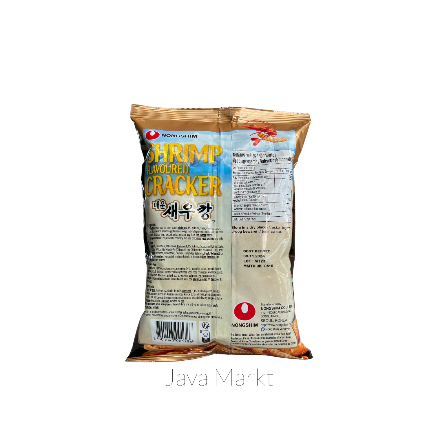 Nong Shim Shrimp Flavoured Cracker Hot & Spicy - Java Markt
