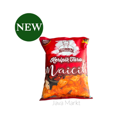 Knusprige Maicih Keripik Taro Level 10 von Nesia Food, beliebter Snack mit würzigem Geschmack und knuspriger Textur.