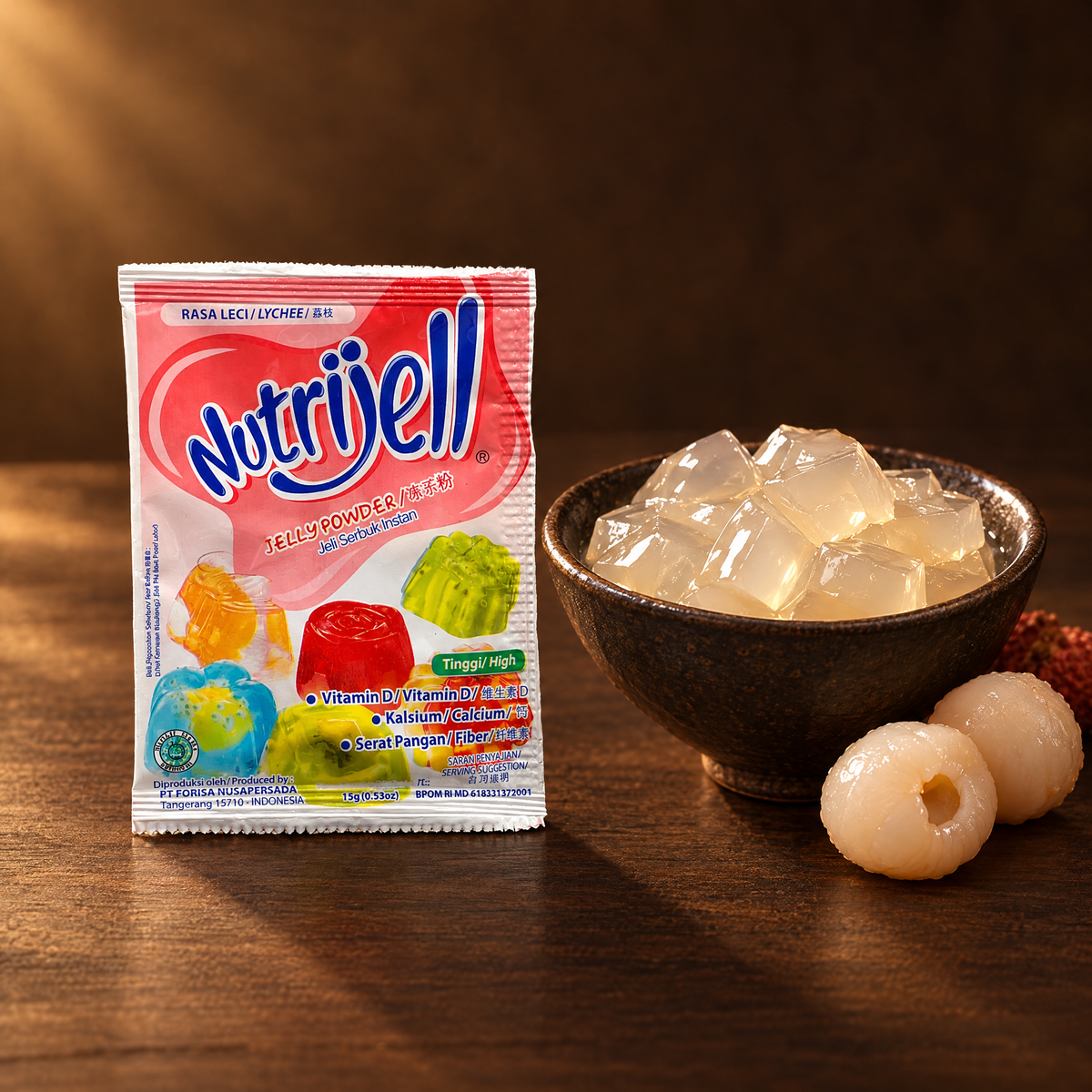 Nutrijell Jelly Powder Lychee 15g – Packung mit Litschi-Jelly