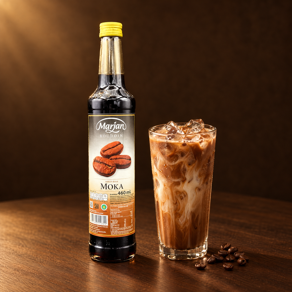 Marjan Sirup Mocca 460ml – Flasche mit Mokka-Getränk