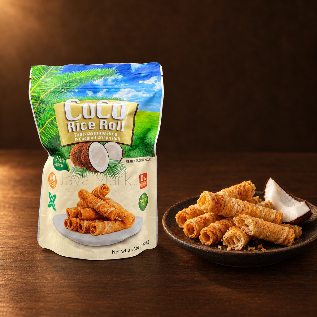 Coco Crispy Rice Roll Coconut 100 g – Packung mit Reisröllchen