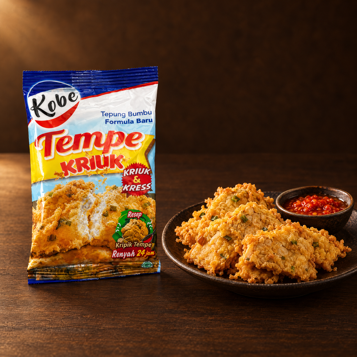 Kobe Tempe Kriuk 72g – Packung mit knusprigem Tempeh