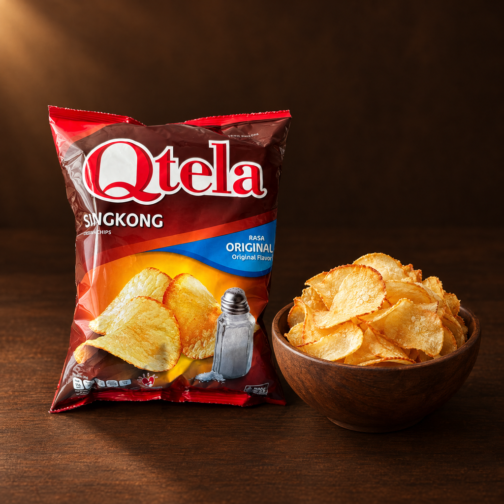 Qtela Keripik Singkong Original 100 g – Packung mit Maniok-Chips