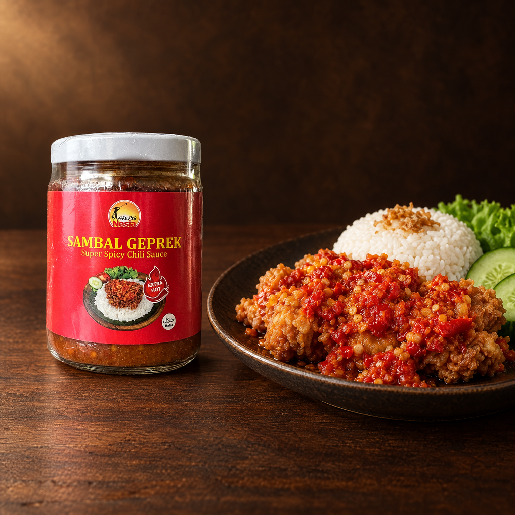 Sambal Geprek Extra Hot – Glas mit Ayam Geprek
