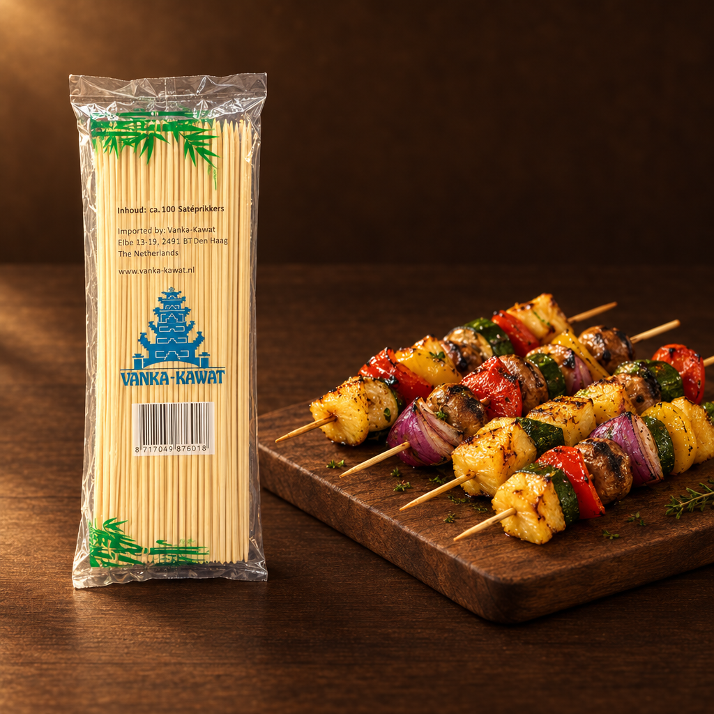 Tusuk Sate 18cm – Packung mit Gemüse- und Obstspießen