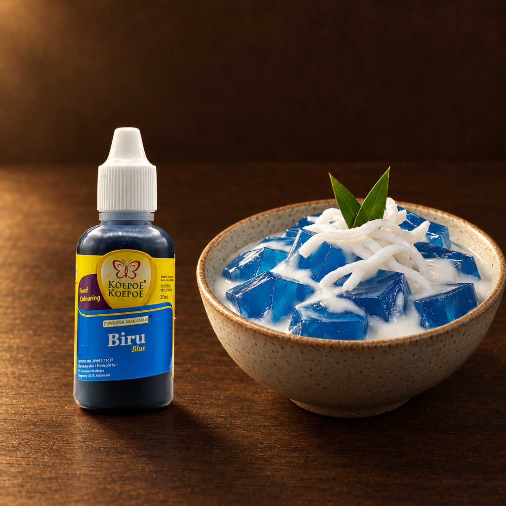 Koepoe Koepoe Pewarna Makanan Biru 40g – Fläschchen mit blauem Jelly-Dessert