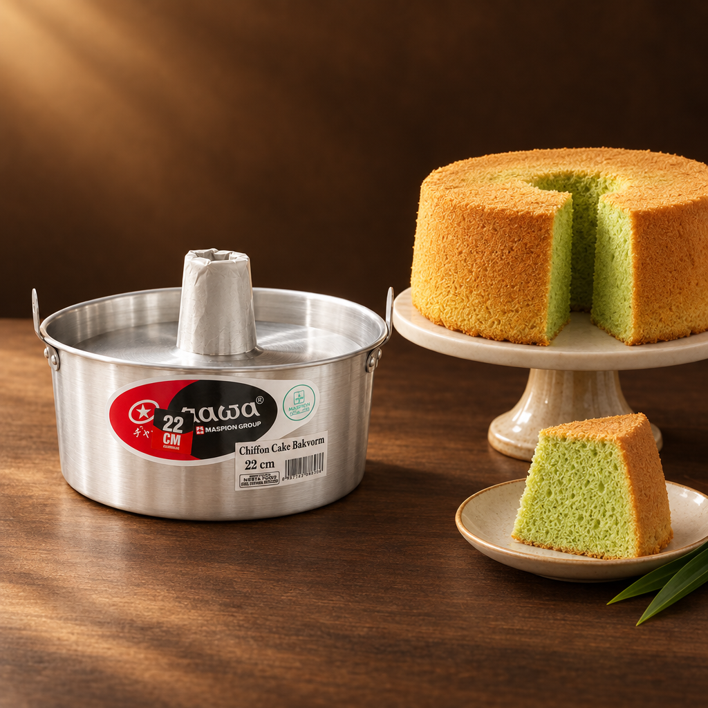 Jawa Cetakan Chiffon Cake 22 cm – Backform mit Pandan-Chiffon-Kuchen