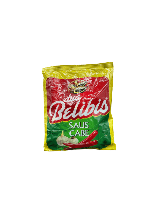 Sachet mit Dua Belibis Saus Cabe von Nesia Food, würzige rote Chilisauce für Lebensmittel, in praktischer Verpackung.