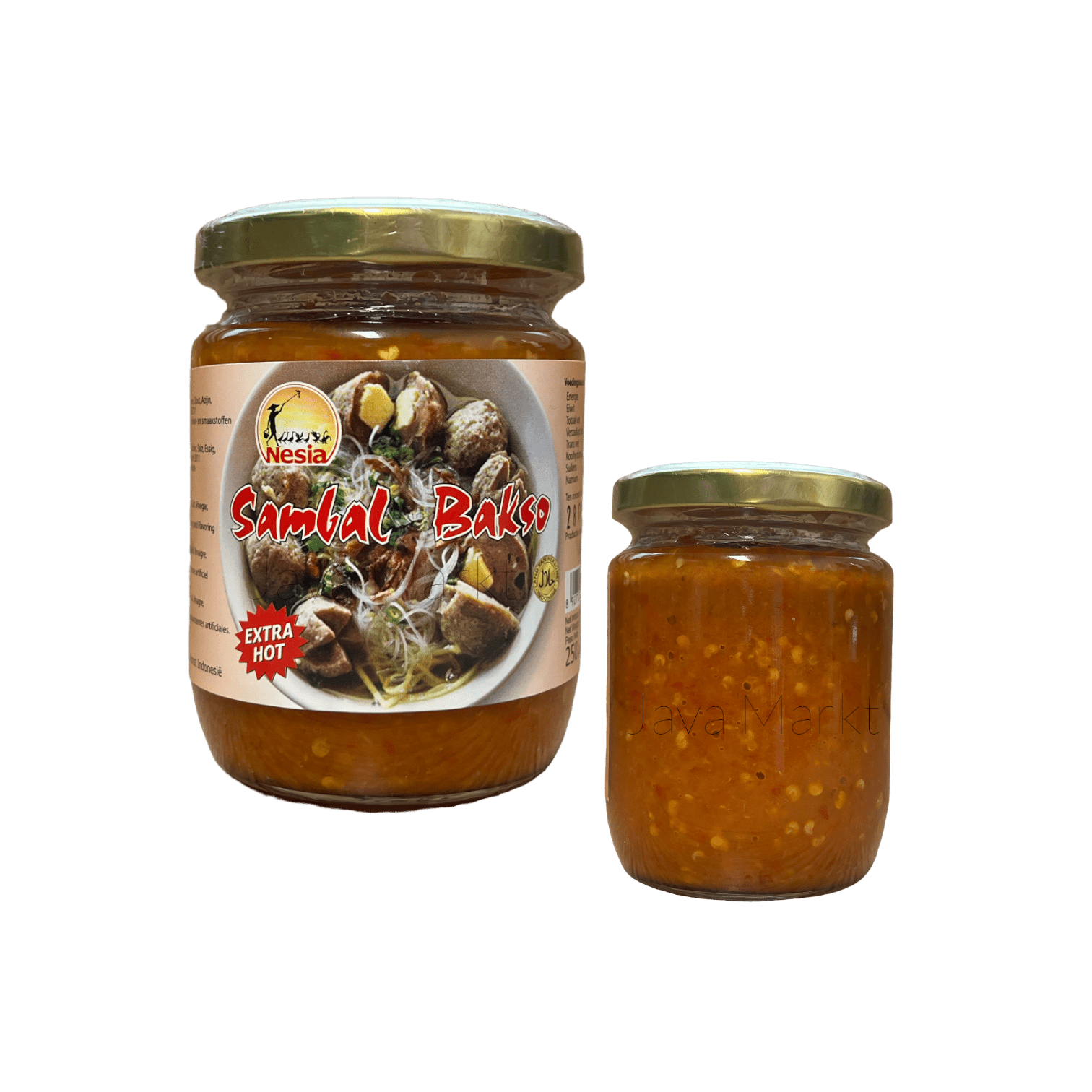 Sambal Bakso Extra Hot von Nesia Food, scharfe Chilipaste in Glas, ideal für würzige asiatische Gerichte, rotes Sambal in Glasflasche