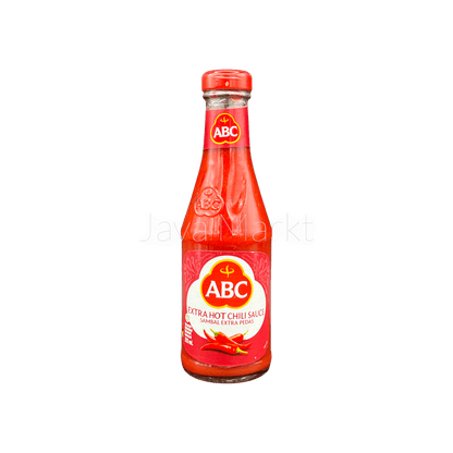 Scharfe ABC Sambal Extra Pedas Chilisauce von Oriental Merchant in einer Glasflasche, ideal für würzige Gerichte.