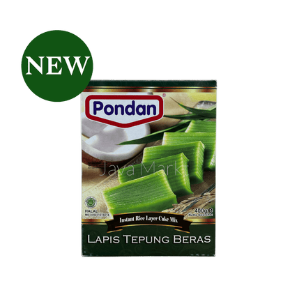 Vanka Kawat Pondan Lapis Tepung Beras Mehlmischung, feines weißes Reismehl für asiatische Gerichte, sichtbar in der Verpackung